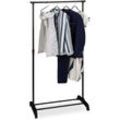 Fahrbarer Kleiderständer, stabile Rollgarderobe mit Ablage, Eisen, höhenverstellbar 102,5 - 180,5 cm, schwarz - Relaxdays