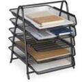 Dokumentenablage, 5 Fächer, Briefablage, Mesh-Metall, HxBxT: 37,5 x 30 x 35,5 cm, A4 Ablagesystem, schwarz - Relaxdays