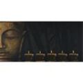 LED-Bild, Leinwandbild Wandbild Leuchtbild, Timer MVG-zertifiziert 110x55cm Buddha, flackernd