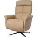 HHG - Relaxsessel 378, Design Fernsehsessel TV-Sessel Liegesessel, Liegefunktion drehbar, Voll-Leder taupe