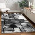 Designer Teppich Modern Kurzflor Abstrakt Gemälde Optik Schwarz Grau Anthrazit 140x200 cm - Paco Home