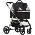 Pawhut - 2-IN-1 Hundebuggy Haustierbuggy Hundebuggy, inkl. Kissen, klappbar, 1 Aufbewahrungskorb, 83 cm x 58 cm x 102 cm, Schwarz - Schwarz