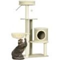 Pawhut - Katzen Kratzbaum 124 cm Katzenbaum mit Katzenhöhle, Korb, Spielball, Kletterturm mit 2 Liegeflächen, Sisalstämmen, Katzenmöbel für Katzen