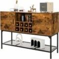 Sideboard Küchenschrank Holz mit Türen, Küchenkommode Metallrahmen, Buffetschrank Aufbewahrungsschrank Beistellschrank Weinschrank 120 x 40 x 85 cm