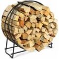 COSTWAY Kaminholzregal Metall, Brennholzregal belastbar bis 200 kg, Feuerholzregal Holzscheitregal, Holzstapelhalter mit Sockel & Griffen,