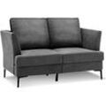 Doppelsofa 2 Sitzer modern, Stoffsofa Polstersofa Sofa grau für 2-3 Personen, Loungesofa Couch im Wohnzimmer, Schlafzimmer - Costway