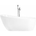 Badewanne Weiß Acryl 170 x 78 cm Oval Freistehend mit Überlauf Modern Badezimmer Ausstattung