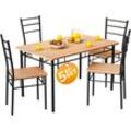 Casaria - Esstisch mit 4 Stühlen Holz 5 teilig Set Metall 110x70cm Industrial Esszimmer Küche Stühle Tisch Möbel Essgruppe Sitzgruppe Leo Buche