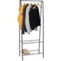 Metall Kleiderständer schwarz mit 2 Ablagen - 152 x 61 cm - Standgarderobe mit Kleiderstange - Bodenkleiderständer Garderobenständer mit