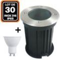 30er-Pack Bodeneinbaustrahler Rund Edelstahl 316 Außen IP65 + GU10 5W Glühlampe Warmweiß 2700K