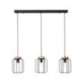 BRILLIANT Lampe, Tosh Pendelleuchte 3flg Reihe antik holz/schwarz korund, 3x A60, E27, 40W, Holz aus nachhaltiger Waldwirtschaft (FSC)