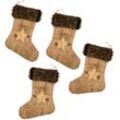 Nikolaus Stiefel zum Hängen und Befüllen in Kork Optik - 4er Set - Weihnachts Socke Nikolaus Strumpf