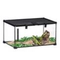 PawHut Terrarium mit abschließbarem Meshdeckel schwarz 50L x 30B x 25H cm