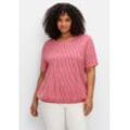 Shirt mit Minimal-Alloverdruck und Gummizugbund, magenta gemustert, Gr.52/54