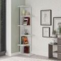 Decortie Saso Modernes Eck-Bücherregal Display Unit Weiß Medium 141cm