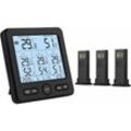 Drahtlose Wetterstation mit 3 Außensensoren Digitales Thermometer für den Innen- und Außenbereich, Hygrometer mit