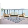 Happy Home Lounge-Set 4tlg. HGS45-GRA helles Rattan mit Sitzkissen in grau