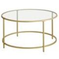 VASAGLE Couchtisch Glas gold 84,0 x 84,0 x 45,5 cm