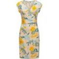 Ragwear Etuikleid Crupi Print figurbetontes Sommerkleid mit Raffung an der Taille, beige|braun