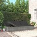 Bonnevie - Sonnenliege Gartenliege Liegestuhl - mit Auflagen Poly Rattan Dunkelgrau BV981111