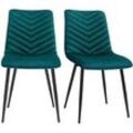 Design-Stühle aus petrolblauem Samtstoff und schwarzem Metall (2er-Set) PUMPKIN