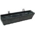 Kynast Blumenkasten Balkon Geländer 60 x 14 cm eckig Polyrattan dunkelbraun