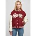 Collegejacke FUBU "Fubu Damen FW224-006-1 City 05 Varsity Jacket bordeaux/offwhite", Damen, Gr. L, rot, 100% Polyurethan, mehrfarbig, casual, normal, amerikanischer Ausschnitt, Langarm, Jacken