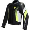 Dainese Super Rider 2 Absolute, Leder-Textiljacke wasserdicht Schwarz/Weiß/Neon-Gelb 44 male