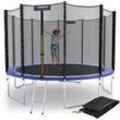 Trampolin Outdoor 'Salto Plus' - Komplett-Set für Kinder, usa Sprungtuch, Netz, Randpolster, Leiter Blau ø 335 cm - Kinetic Sports