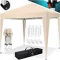 Pavillon 3x3m wasserdicht inkl. Tasche Pop-Up Klicksystem UV-Schutz 50+ Faltpavillon Gartenzelt Partyzelt Metall-Verstrebungen Beige - Beige - Kesser