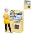 Froadp Kinderküche Spielküche aus Holz Küchenspielzeug Set mit Zubehör wie Mikrowelle, Backofen, Spüle, Kochgeschirr und Gewürze für Mädchen und