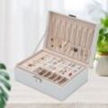 SchmuckkästchenMultifunktions- PU-Leder-Schatulle Doppelschicht Schmuck-Organizer mit großer Kapazität Aufbewahrungsbox für Ringe Ohrringe