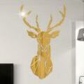 Hiasdfls - 3D-Spiegel Hirsch Wandaufkleber Kunst Wanddekoration für Home Office Arbeitszimmer Wohnzimmer Sofa Hintergrund Wandtattoo Home Decor