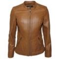 Lederjacke JCC "31024018", Damen, Gr. L, braun (cognac), Obermaterial 100% Leder, Lamm / Futter 65% Polyester; 35% Baumwolle / Ärmelfutter: 100% Polyester, Jacken