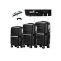 KESSMANN Kofferset 3 teilig Hartschalenkofferset M L XL Koffer + Digitale Kofferwaage, 4 Rollen, (Reisekofferset, 4 tlg., Schloss Teleskopgriff Gepäck Urlaub Zubehör Reise Hartschale Trolley), Reisetasche Kofferset groß mittel klein Handgepäck Gepäck Rollkoffer, schwarz