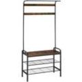 Garderobe - 85,5x36x184cm, Industrial Holz dunkel, rustikal