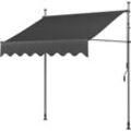 200 x 120cm Klemmmarkise Balkonmarkise Sonnenschutz mit Handkurbel, UV-beständig höhenverstellbar, aus Metall und Polyester, ohne Bohren, Grau