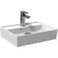 Aqua Bagno Basic - Design Waschbecken Plan Aufsatz-Waschbecken Eckig Waschtisch Aufsatzbecken Keramik Weiß 50 x 38 x 13 cm