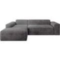 Sofa Vals Links mit poso Stoff - L-Form Couch für Wohnzimmer - Ecksofa modern, bequem, klein - Eckcouch Sitzer - Cordsofa Dunkelgrau - Juskys