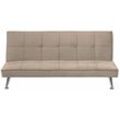 Beliani - 3-Sitzer Sofa Sandbeige Stoffbezug Gesteppt mit Schalffunktion Hohe Metallbeine ohne Armlehnen Retro-Design Wohnzimmer Schlafsofa Sofabett