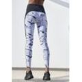 LASCANA ACTIVE Leggings 'White Marble' mehrfarbig Gr. 32/34 für Damen. Mit Logodruck, Allover-Druck. Figurbetont