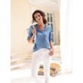 Schlupfbluse CASUAL LOOKS Gr. 38, blau (mittelblau, weiß, bedruckt) Damen Blusen