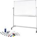 Mobiles Whiteboard Maul MAULstandard, 1000 x 1500 mm, 2-seitig, drehbar + Whiteboard Zubehörset, 31-teilg