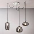 Pendelleuchte Fiona, grau-transparent, 3-flammig, Glas