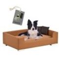 Rohrschneider Hundesofa mit Gratis-Beigabe, Hundecouch Kunstleder braun/ caramell