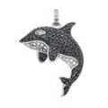 Ketten-Anhänger "Orca mit Zirkonia, Silber 925", schwarz-weiß (schwarz, weiß), GIORGIO MARTELLO MILANO, Schmuckanhänger, Damen, 4cm, Silber 925 (Sterlingsilber)