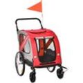 Pawhut - 2-in-1 Hundeanhänger & Hundebuggy, Hundefahrradanhänger Fahrradanhänger, Hundewagen mit Reflektoren für Mittelgroße Hunde bis 20 kg,