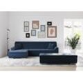 Ecksofa DOMO COLLECTION "Treviso viele Bezüge, auch in Cord, L-Form, B/T/H: 267/80/83 cm", blau (dunkelblau), B:267cm H:83cm T:178cm, 100% Polyester, Sofas, wahlweise mit Bettfunktion, incl. Zierkissen, hochwertige Steppung