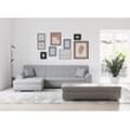 Ecksofa DOMO COLLECTION "Treviso viele Bezüge, auch in Cord, L-Form, B/T/H: 267/80/83 cm", grau, B:267cm H:83cm T:178cm, 95% Polyester, 5% Nylon, Sofas, wahlweise mit Bettfunktion, incl. Zierkissen, hochwertige Steppung