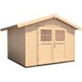 Gartenhaus WEKA "122 Gr.2", beige (naturbelassen), Fußboden im Gartenhaus, ohne Dacheindeckung, Holz, Gartenhäuser